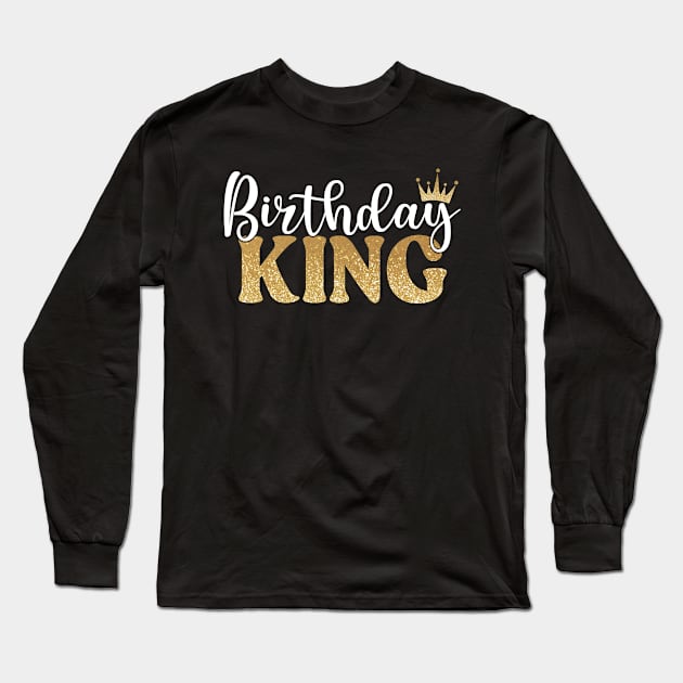 Birthday King Crowned Long Sleeve T-Shirt by Annabelhut